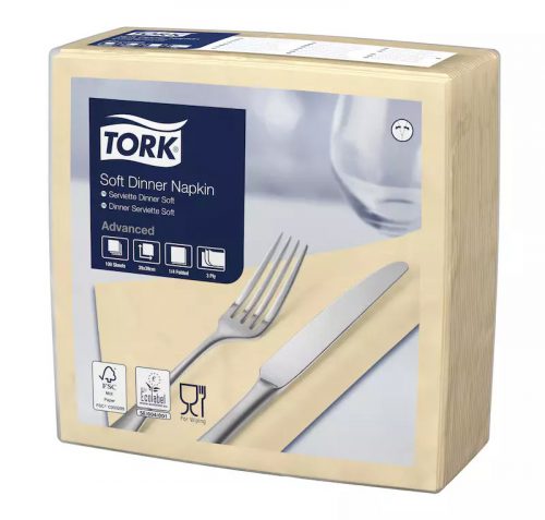 Tork szalvéta Soft Dinner 3r., 39X39, CSONT, 100db/csg, 12csg/karton