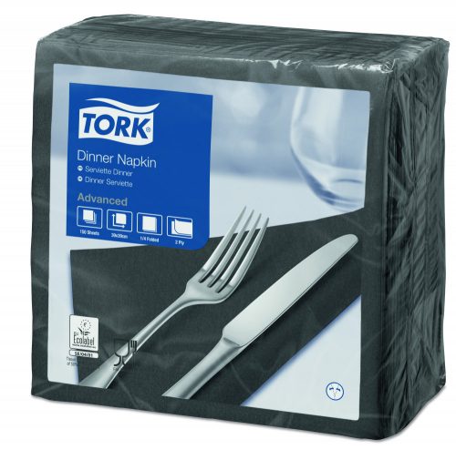 Tork szalvéta Dinner Advanced 39X39, FEKETE, 150 lap/csg, 12csg/# - 478761