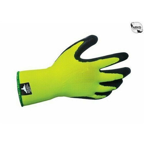 Kesztyű mártott latex, Hi-Vis Grip Glove-Latex Foam, sárga/fekete "M" - 5036108174157