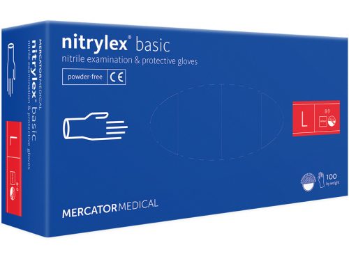 Gumikesztyű Mercator Nitrylex basic nitril PÚDER NÉLKÜLI "L" 100db/doboz, 10doboz/karton